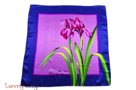 Square silk scarf with two tulips